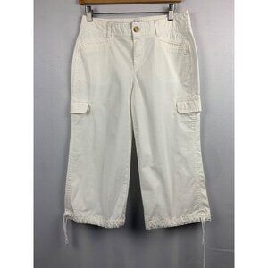 Dockers Womens Mid Rise Curvy Cargo Pants Size 6 Cotton/Spandex White
